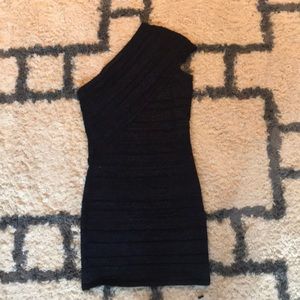 Body con one shoulder navy shimmer dress